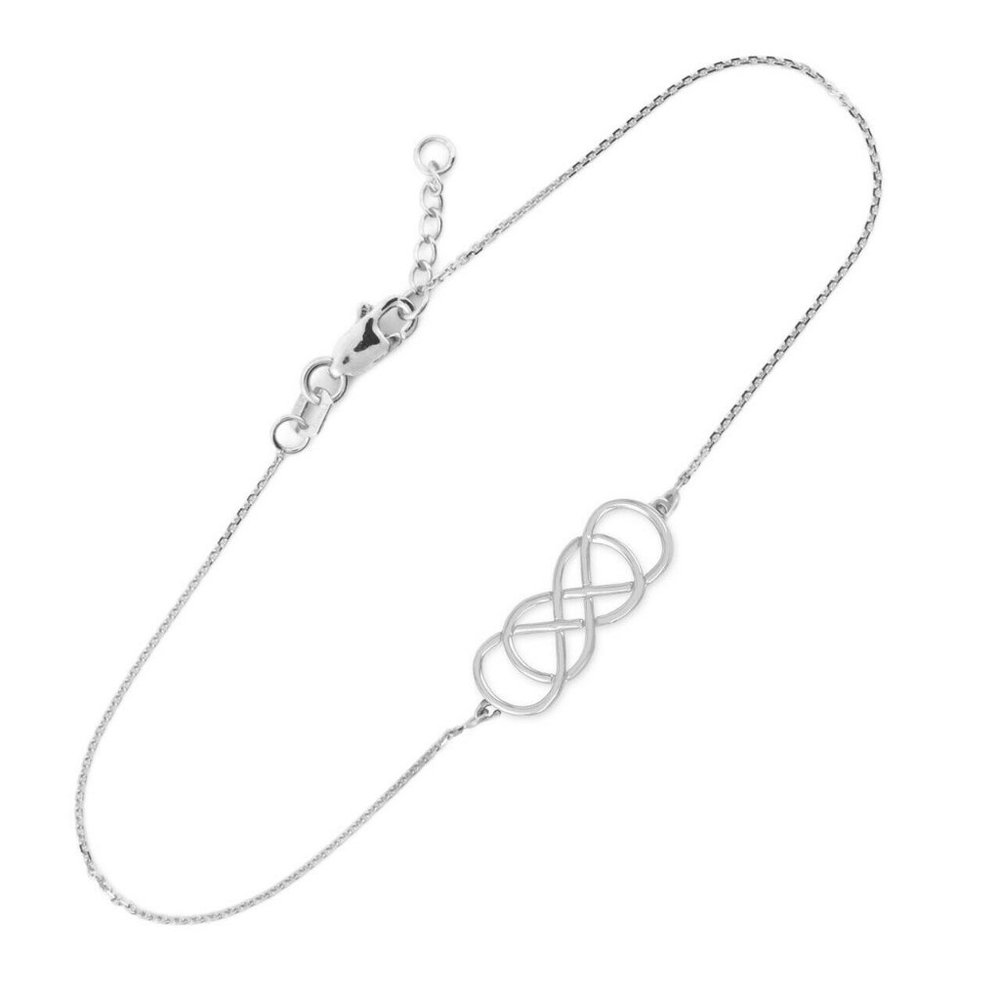 14K White Gold Double Knot Infinity Love Bracelet